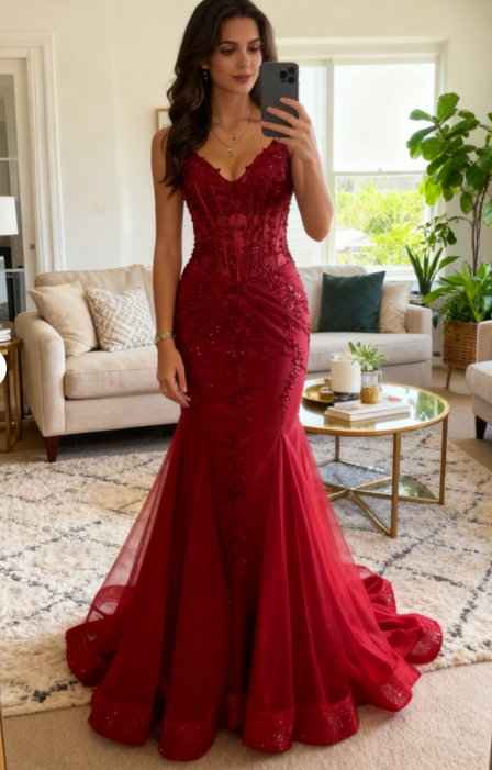 Modest Mermaid Spaghetti Straps Burgundy Sequin Prom Gowns 23Rd Birthday Dress Prom Dresses 20Th Birthday Outfits
