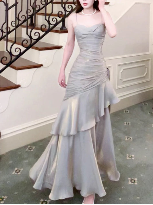 Modest Mermaid Spaghetti Straps Long Prom Dress Birthday Prom Dresses Prom Gown