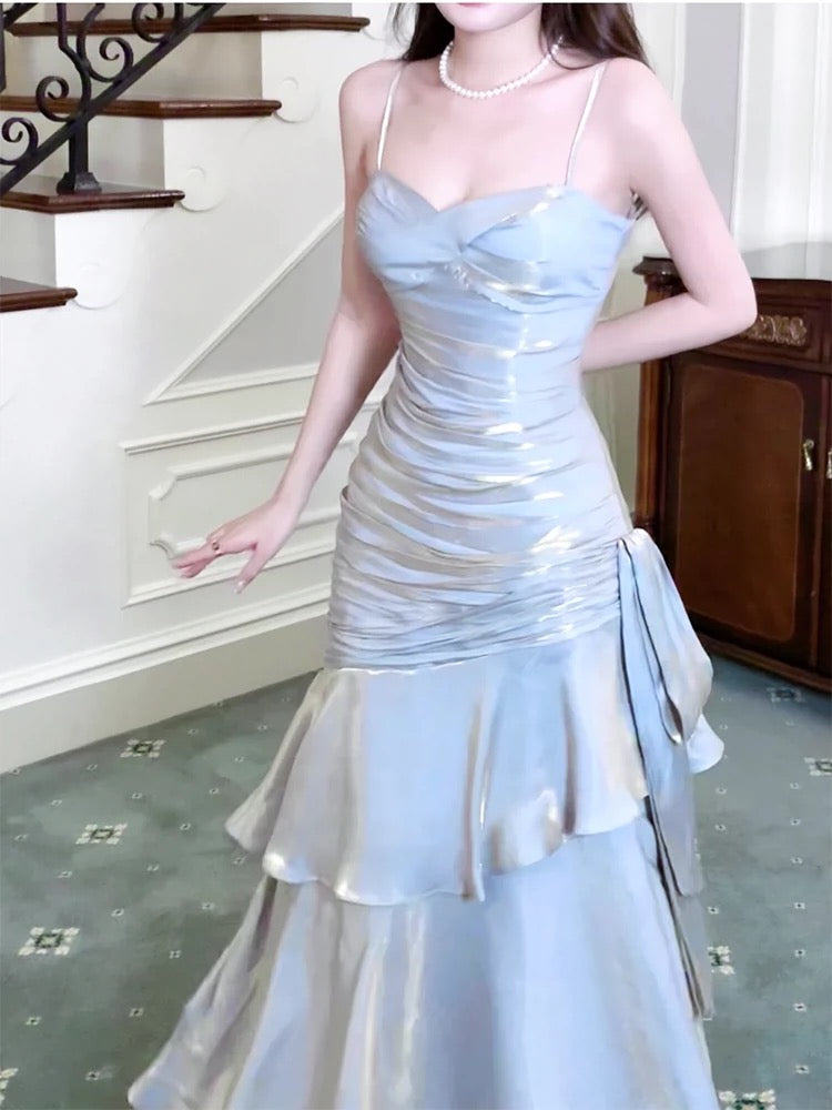 Modest Mermaid Spaghetti Straps Long Prom Dress Birthday Prom Dresses Prom Gown