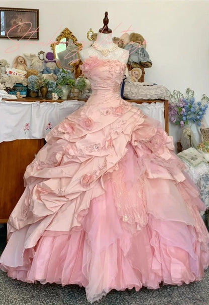 Pink A Line Princess Quinceanera Dress Ball Gowns Sweet 16 Dresses