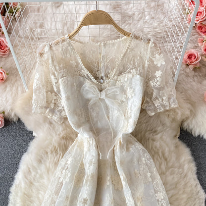 Cute Lace Short A Line Dress Fashion Dress P260