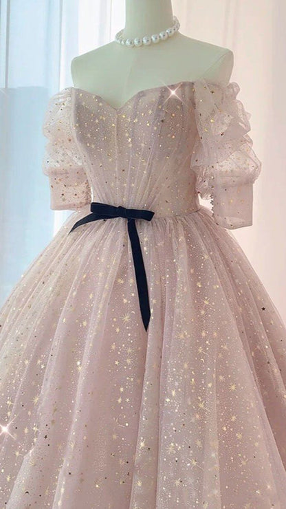Pink Tulle Long Prom Dress Sweet 16 Dress Ball Gown C2352