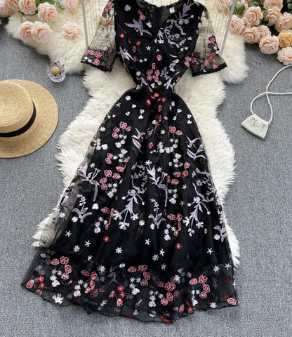 Black A Line Lace Short Dress Fashion Dress P299