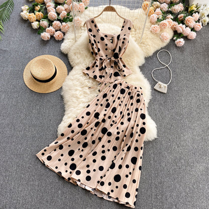 Cute Regular Polka Dot Dress Two Pieces Dress P313