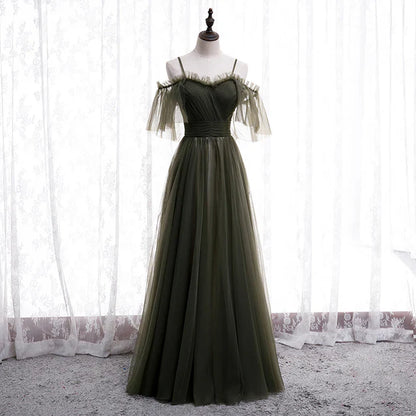 omberprom Lovely Simple Off Shoulder Straps Long Tulle Party Dresses Simple Formal Dress Prom Dress