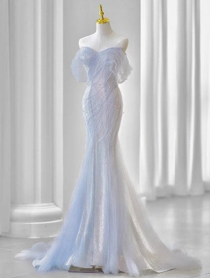 Purple�����?Sweetheart Sequin Mermaid Gowns-Fairytale Beaded Tulle Train Long Prom Dresses For Events