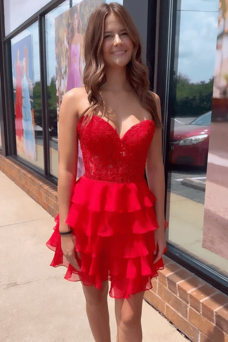 Fancy Short Homecoming Dresses Formal Mini Dress with Applique