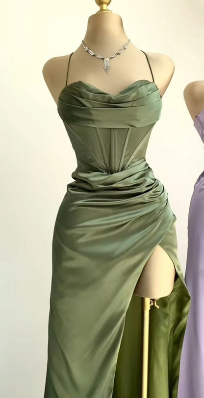 Classy Split Prom Dresses Floor Length Formal Evening Dress