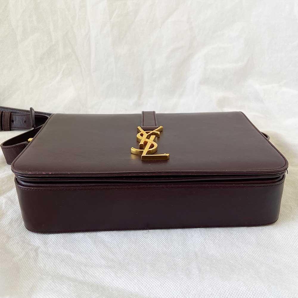 Saint Laurent Burgundy Leather Medium Monogram Université Flap Bag