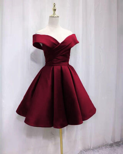 Short Satin Off Shoulder Homecoming Dress For Prom