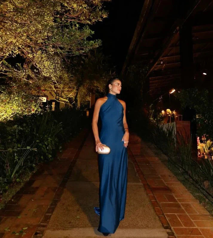 Sexy Sheath Blue Prom Gowns Prom Dresses