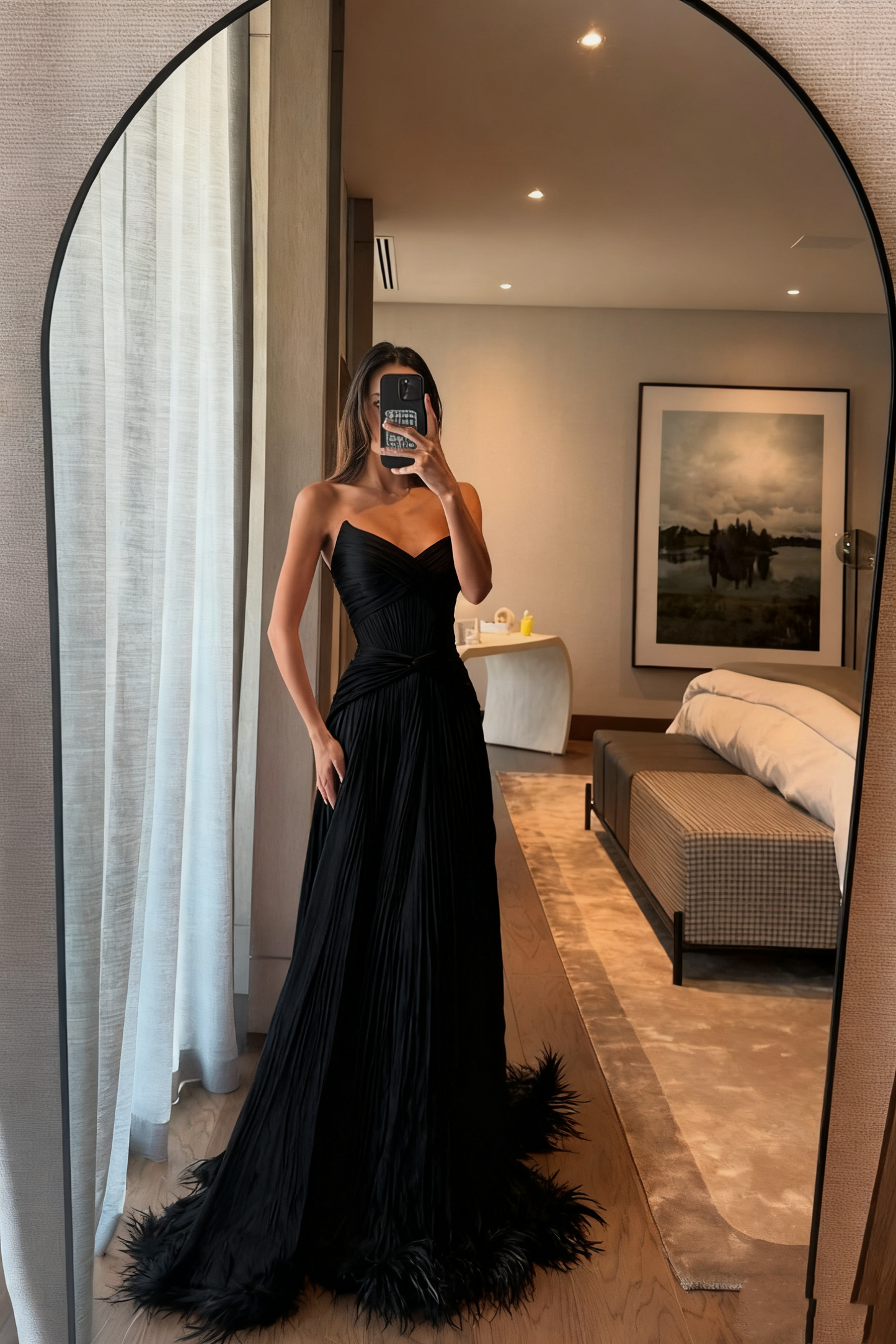 Special A Line Sweetheart Pleated Chiffon Pink Sleeveless Feathers Long Prom Dresses Inspo Prom Gowns
