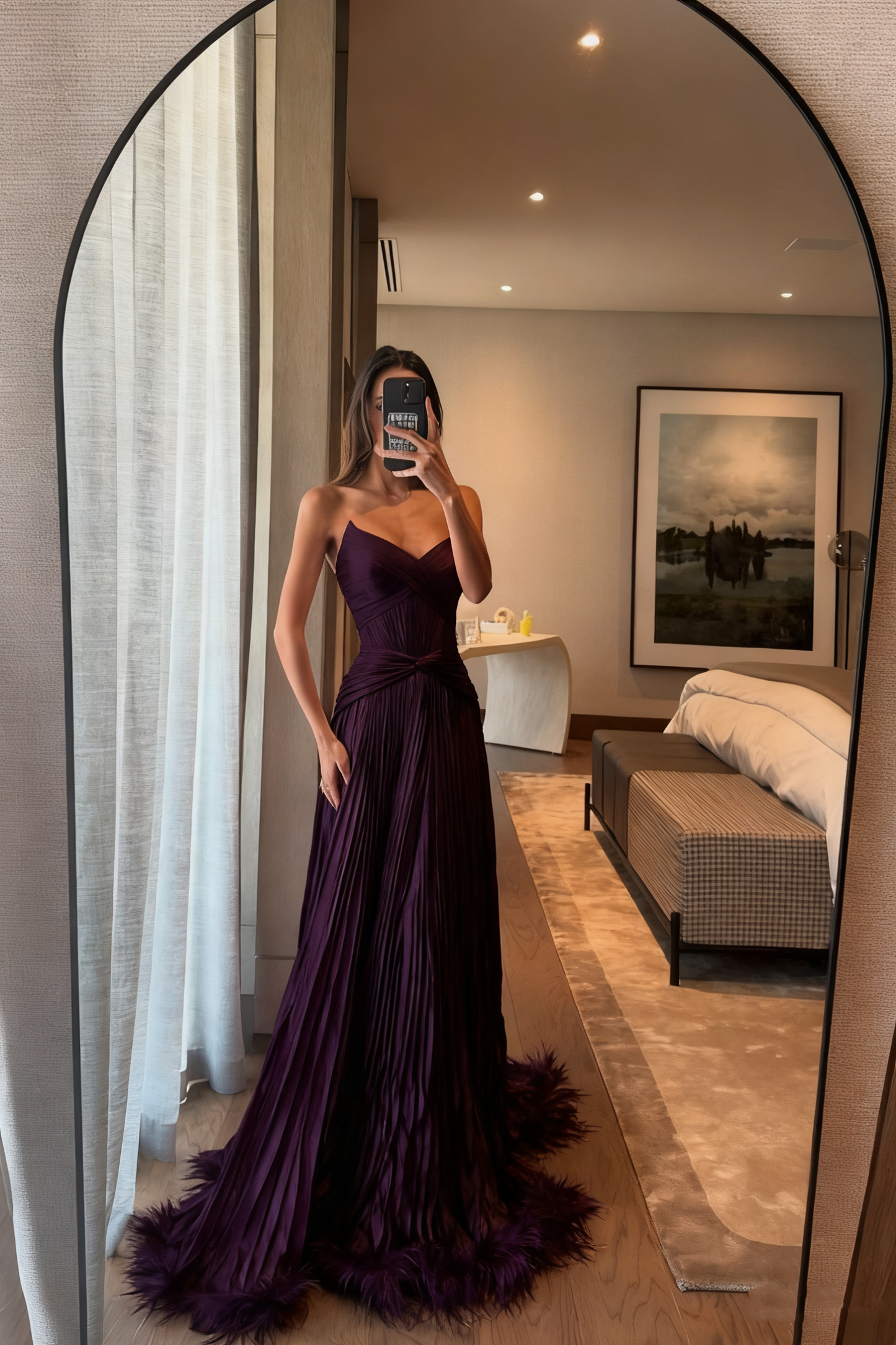 Special A Line Sweetheart Pleated Chiffon Pink Sleeveless Feathers Long Prom Dresses Inspo Prom Gowns