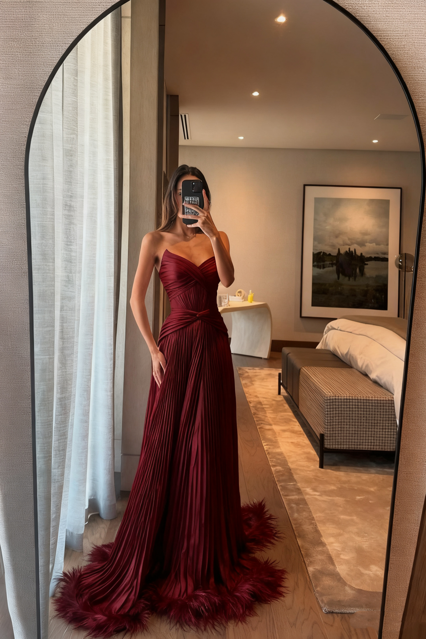 Special A Line Sweetheart Pleated Chiffon Pink Sleeveless Feathers Long Prom Dresses Inspo Prom Gowns