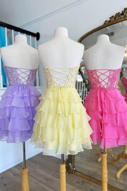 Fancy Short Homecoming Dresses Formal Mini Dress with Applique