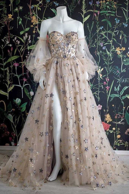 Light Color Exquisite Elegant Fashion Long Tulle Ball Gowns Prom Dresses