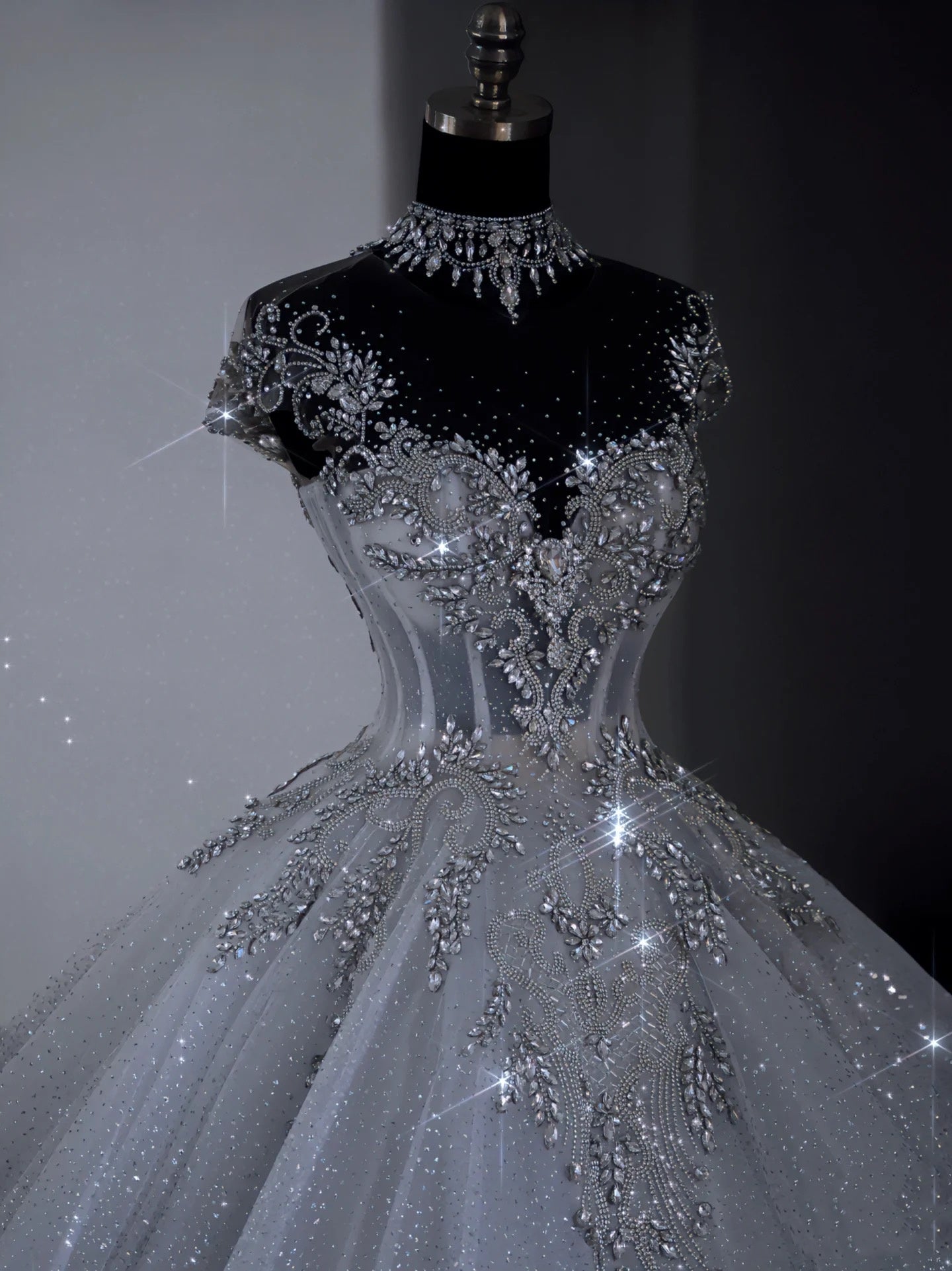 Unique Bridal Dress Ball Gowns Scoop White Sequin Long Wedding Dress Luxury Bride Dresses Bridal Gown
