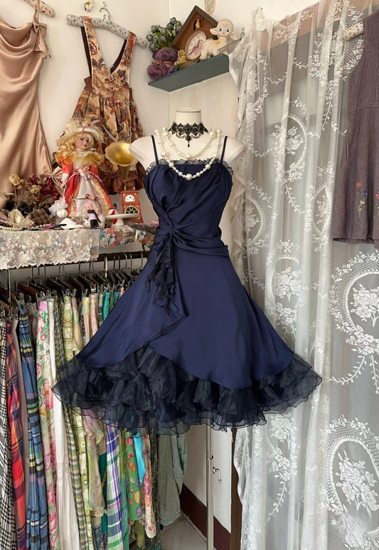 Vintage Fashion Ball Gowns Navy Blue Short Length Homecoing Birthday Dress Cocktail Dresses