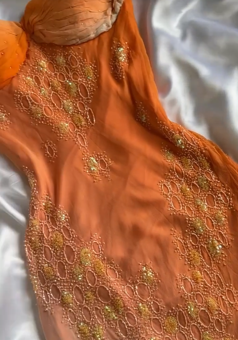 Vintage Gradient Orange Spaghetti Straps Chiffon Lace Sheath Prom Dress Elegant Prom Dresses Gown