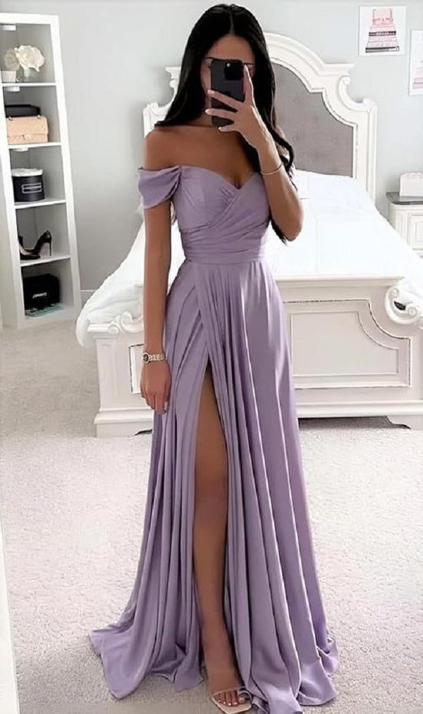 Elegant Long Wedding Guest Dress Classy Formal Dresses with Slit