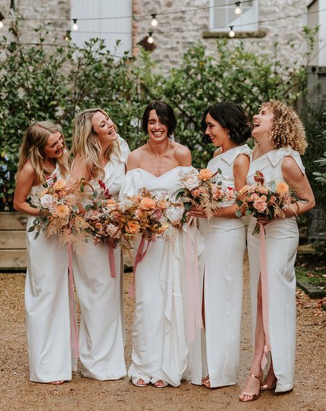 White Bridesmaid Dresses Wedding Inspiration One Shoulder Bridesmaid Dresses