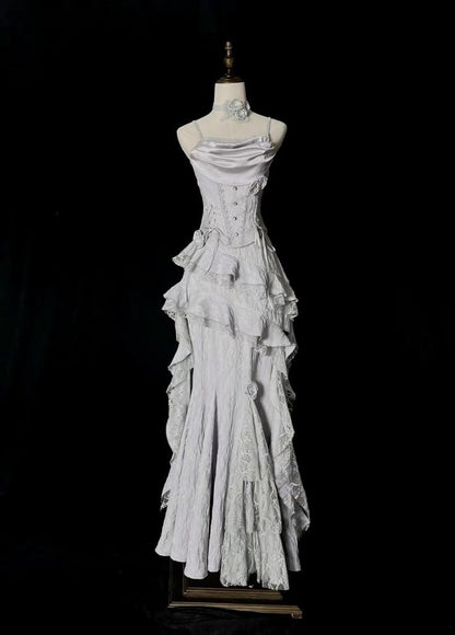 White Retro Fashion Elegant Long/Short Lace Homecoming Dress Prom Dresses Prom Gowns