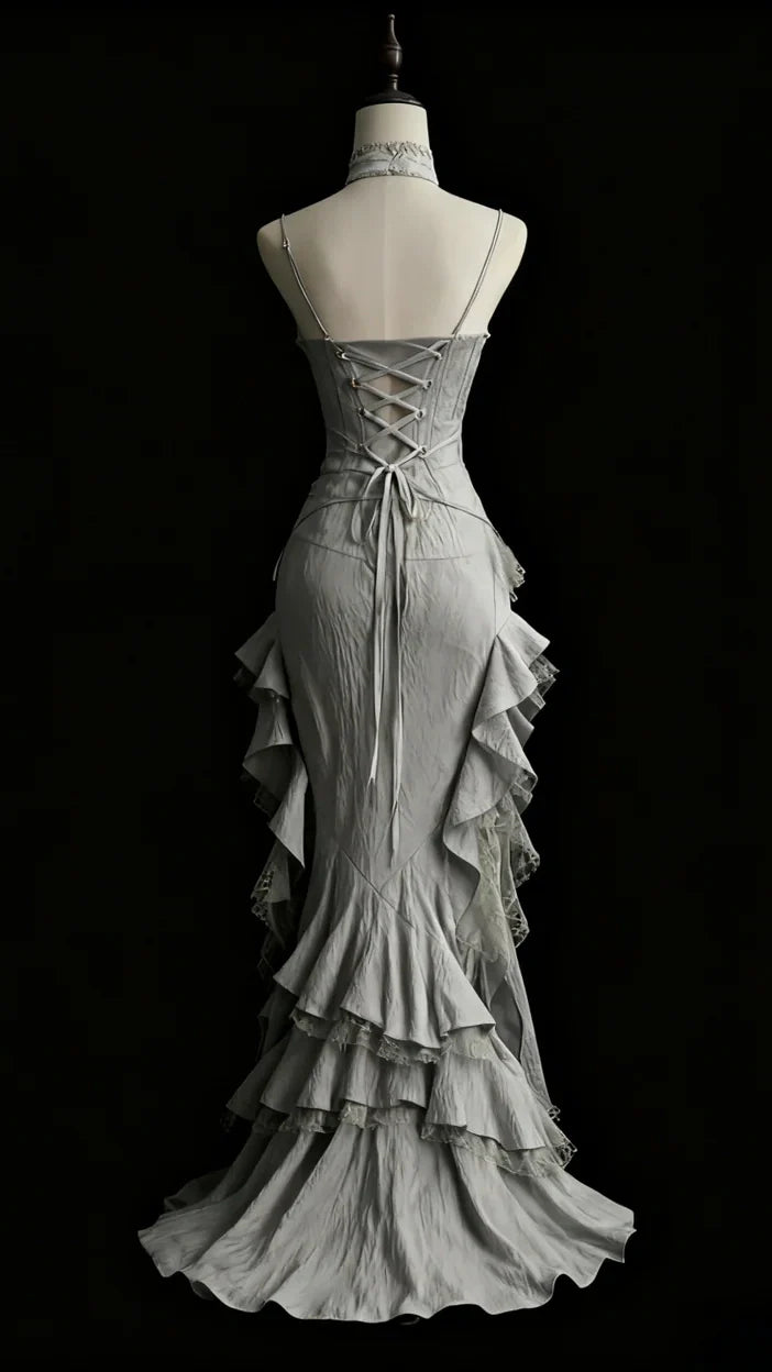 Silver Grey Retro Fashion Elegant Long/Short Lace Homecoming Dress Prom Dress Evening Gown,AST2286