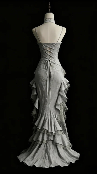 Silver Grey Retro Fashion Elegant Long/Short Lace Homecoming Dress Prom Dress Evening Gown,AST2286