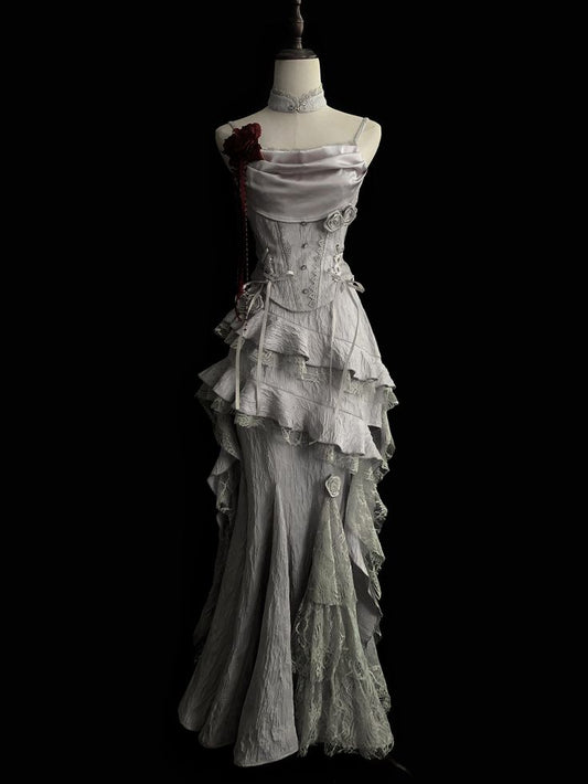 White Retro Fashion Elegant Long/Short Lace Homecoming Dress Prom Dresses Prom Gowns